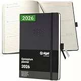 SIGEL C2612 Wochenplaner Wochenkalender 2026, ca. A5, schwarz, Hardcover, 192 Seiten, Gummiband, Stiftschlaufe, Archivtasche, aus nachhaltigem Papier, Kalenderbuch Conceptum