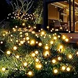 PATIOPIA Firefly Solar Gartenleuchten，8 Stück Glühwürmchen Gartenlichter mit 10 LEDs, wasserdicht, Firefly Solarlicht für den Außenbereich, Terrasse, Hof, Weg, Gartenkunst (warmweiß)