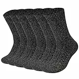 YSense Beau 6 Paar Merino Wollsocken Wintersocken Thermosocken Atmungsaktiv Stricksocken Wandersocken Trekkingsocken Business Dicke Baumwollsocken für Herren