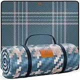 KESSER® Picknickdecke Campingdecke 200x200cm Stranddecke mit wasserdichter Unterseite dreilagig | Bequeme Picknick Decke mit Tragegriff für Strand & Camping | große Outdoor Decke faltbar & waschbar