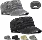 CWENDANER Klassische Premium Army Cap Military Style Cap, Vintage Washed Modische Militärmütze, Unisex Army Caps, Einfarbig, Einheitsgröße Baseball Caps (Schwarz+Grau)