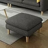 Moderne PU Leder Ottomane Fußschemel, quadratische Polstersofas, Massivholz Fußschemel mit gepolsterter Ottomane, Eingangsschuhbank für Wohnzimmer Schlafzimmer Flur (donk