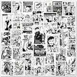 100 Stück Schwarz und Weiß Aufkleber Anime, Anime Gemischte Aufkleber, Poster Sticker Set, Animes Wandcollage Set, Manga Wand Dekor, für Auto Laptop Skateboard Fahrrad, für Erwachsene Kinder