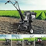 BRAST Motorhacke Gartenfräse Benzin | 1,9kW(2,6PS)-5,15kW(7PS) | 25-85cm Arbeitsbreite | 6 Modelle | Stahlrahmen Transportrad & kabellos | für kleine bis sehr große Grundstücke | BRB-AF 5500s