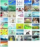 Clever Pool Motivationskarten 36 Stück - Postkarten mit Lebensweisheiten - verschiedene inspirierenden Sprüche - hochwertig verarbeitet - Gefühlskarten für das Büro (Satz 2)