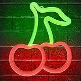 YATOSEEN Kirsche Leuchtschilder, USB oder 3 AA Batterie Betriebene Neon Lichter, LED Licht Kunst Wanddekoration für Schlafzimmer, Zimmer, Wanddekoration Bar Party Weihnachten Geburtstag