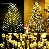 ELKTRY 400 LED Weihnachtsbaum Lichterkette, Christbaumbeleuchtung mit Ring 2M x 10 Girlanden, Warmweiß IP44 Wasserdicht 8 Modi Weihnachtsbeleuchtung Innen Außen für 150cm 180cm 240cm Baum, Tannenbaum
