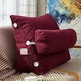XIEMINLE Lendenkissen mit verstellbarem Hals, Schlafsofa, dreieckige Rückenstütze, Bett-Kopfteil-Keil, Lesekissen, Rückenkissen für Bett, Sofa, Lesen, 60 x 50 x 22 cm, Rot