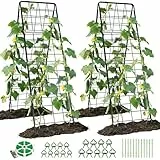 SUNYRISY 2 Stück Rankgitter für Tomaten & Gurken, 180cm Metall Gurke Rankhilfe Set, Gitternetz Kletterpflanzen Tomaten Rankhilfe, Pflanzenstütze für Blumen Nutzpflanzen, Schwarz