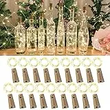 LEECOCO Led flaschenlicht,18 Stück 2m 20led Flaschenlichterkette korken， Fee lichterkette flaschenkorken für Weihnachten,Party, Hochzeit (18 Stück Warmweiß)