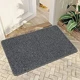 Mibao Fußmatte Innen 50 x 80 cm, Schmutzfangmatte für den Eingangsbereich, Türmatte, rutschfeste, Super Saugfähige Willkommen Matte Teppich für Haustür, Hintertür, Schuhe und Pfoten, Grau