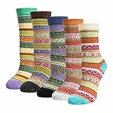 Justay 5 Paar Winter Merino Socken Damen Dicke Wollsocken, Wandersocken Warme Kuschelsocken Thermosocken, atmungsaktive Funktionssocken für alle Aktivitäten Damen 36-42