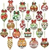 20 Stück Diamond Painting Weihnachten Anhänger, 5D Diamant Painting Bastelset für Kinder, Schlüsselanhänger DIY Basteln
