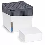 WENKO Raumentfeuchter Mod. Cube mit 1000 g Entfeuchter Granulat, für Räume bis 80 m³, beugt Schimmel und Gerüchen vor, ohne Strom, geräuschlos, nachfüllbar, Weiß