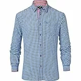 Wiesnkönig Herren Trachtenhemd Anton 03-032, Kariert, Gr. Medium, Blau (Blau 300)