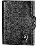 KORUTA® Slim Wallet mit XL Münzfach & RFID Schutz - Kartenetui - Mini Geldbörse für Herren & Damen - Kreditkartenetui Geldbeutel klein Portmonee Portemonnaie (Schwarz)