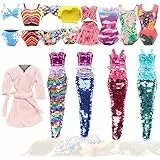 Miunana 10 Puppenkleidung Puppen Kleidung 5 Badeanzug Bikini 4 Meerjungfrau Schwimmbekleidung 1 Bademantel für 11,5 Zoll Puppen