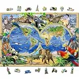 WOODEN.CITY Holzpuzzle 1000 Teile: Karte des Tierreichs von Howard Robinson - Perfektes Partner Geschenke oder Geschenke für Frauen - 51,9 x 37,5 cm - Hobby für Erwachsene und Kinder