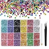 NACHLYNN 36000 Stück Strasssteinen aus Kunstharz 2-6mm Mehrfarbig Flache Runde Jelly Strasssteine Geeignet für Nailart Gesichtsbemalung Kostüme und Andere DIY-Kreationen (Mit Pinzette)