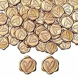 Mogokoyo Wachssiegel Selbstklebend 50 Stück Gold Umschlagaufkleber Wachssiegelstempel Sticker Siegelaufkleber für Hochzeit Geburtstag Party