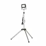 REV Baustrahler LED mit Stativ - 20W, 1700lm, 6500K, robuste Arbeitslampe für Baustelle, Werkstatt & Keller, Baulampe IP65 für innen & außen, silber