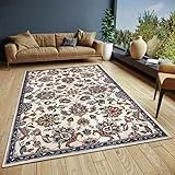 Hanse Home Caracci Teppich Orientalisch – Orient Läufer klassisch dicht gewebt mit Ornamenten und Blumenmotiven Weicher Kurzflor für Schlafzimmer, Esszimmer, Wohnzimmer, Flur, Küche – Creme, 200x280cm