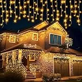 JTSIOV Eisregen Lichterkette Außen, 10M 400 LED Lichterkette, Weihnachtsbeleuchtung Außen mit Timer, 8 Modi, IP44 Wasserdicht, LED Lichtervorhang für Balkon, Party, Traufe, Geländer