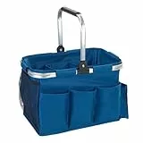 Universal Outdoor Korb, faltbarer Transportkorb für Garten, Haushalt und Freizeit, variable Inneneinteilung, mit Reißverschlusstasche, Polyester, 37 L, 40 x 26 x 25 cm,Blau