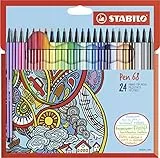 STABILO - Premium-Filzstift - Pen 68-24er Pack - mit 24 verschiedenen Farben