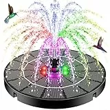 SZMP Solar Springbrunnen 3.5W, Solar Teichpumpe 2026 Upgrade, Eingebaute 2200mAh Batterie, 8 Bunten LED-Leuchten Solarbrunnen mit 8 Düse & 4 Fixer, Solar Schwimmender Fontäne Pumpe für Garten, Teich