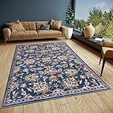 Hanse Home Caracci Teppich Orientalisch – Orient Läufer klassisch dicht gewebt mit Ornamenten und Blumenmotiven Weicher Kurzflor für Schlafzimmer, Esszimmer, Wohnzimmer, Flur, Küche – Blau, 160x235cm
