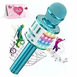 MicQutr Karaoke Mikrofon, Drahtloses Bluetooth Mikrofon Kinder mit LED, Tragbares Karaoke Maschine zum Singen, Karaoke Mädchen Jungen Spielzeug Geschenke, KTV Lautsprecher Recorder für Smartphone PC