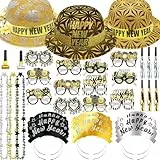 Bdecoll 42Stück Glitzer Silvester Deko 2026 Set,Happy New Year Haarreif Kopfschmuck Partyhüte Accessories - Frohes Neues Jahr - Neujahrsdeko - Dekoration zu Neujahr 2026