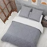 Vency Bettwäsche 155x220 2-Teilig Grau - Oeko-TEX 80% Baumwolle & 20% Polyester, 1x Bettbezug Reißverschluss + 1x Kissenbezug 80x80 Umschlagverschluss, Puzzle Modell