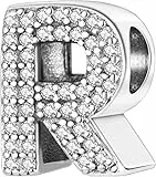 Jokmeo 925 Sterlingsilber Damen Buchstabe R Charm Anhänger, passend zu europäischen Armbändern und Halsketten, modischer Damenschmuck.