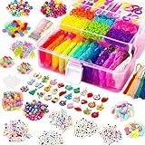 LUZOON 12000+ Loom Bänder Set XXL, 30 Farben Gummibänder für Armbänder 3-lagigem Koffer Mega Set DIY Gummi Armband Basteln für Kinder Jungs Mädchen Geschenk (Rosa Box) (Pink) (12000+ Pink-BOX)