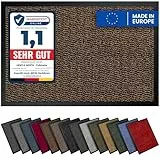 Gentle North Hochwertige Fußmatte beige schwarz 60x90cm groß für Innen & Außen - Schmutzfangmatte rutschfest, waschbar & wetterfest - Fussmatte für Eingangsbereich & Aussenbereich - Läufer Flur dünn