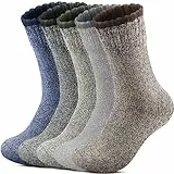 Reamphy 5 paar Herren Merino Thermosocken Socken，Outdoor Warme Wolle Wandersocken, Dicke Wollsocken Atmungsaktiv Wintersocken 39-46