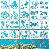 Abeillo 20 Stück Meer Tier Schablone, Meer Malerei Vorlagen, Wiederverwendbar Zeichenschablonen für DIY, Handwerk, Scrabooking, Holz Wand - 13 x 13 cm…