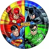 Unique Umweltfreundliche Pappteller - 23 cm - Justice League-Party - Packung mit 8 Stück