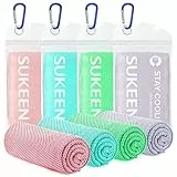 Sukeen Kühlendes Handtuch, 4er Set Kühlhandtuch Cool Towel, Gym Handtuch, Eishandtuch Kühltuch Hals, Kühlendes Handuch Mikrosfaser, Kühlendes Sporthandtuch für Yoga, Strand, Golf, Camping (100x30cm)