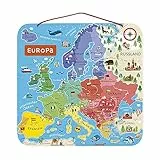 Janod - Magnetisches Puzzle Europakarte - Pädagogisches Holzpuzzle zum Lernen der Geographie - Europareise mit 40 Magneten - Zum Aufhängen an der Wand - Deutsche Version - Ab 7 Jahren, J05473