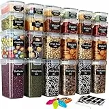 Hibisaws 24-teiliges Vorratsdosen Set, BPA-frei, luftdicht mit Deckel, stapelbare Vorratsbehälter für lebensmittelaufbewahrung, Küche & Kühlschrank, inkl. Etiketten, Marker & Messlöffel