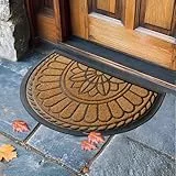 Mibao Halbrunde Fußmatte, rutschfeste Willkommens-Eingangsmatte, strapazierfähige Gummi-Fußmatten, niedriges Profil, robuste Fußmatte, halbrunde Matten für Garage, Terrasse, stark frequentierte