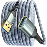 AINOPE USB Verlängerung Kabel USB 3.0 Verlängerungskabel A Stecker auf A Buchse mit eleganten Alluminiumsteckern, Nylon Stoffmantel für Kartenlesegerät,Tastatur, Drucker, Scanner,Kamera, 3M, Grau