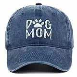 BABAHU Bestickte Baseballkappe für Damen, Motiv: Hund, Mama, Papa, verstellbar, Denim-Baseballkappe (DE/NL/SE/PL, Alphanumerisch, Einheitsgröße, B01-Mom-Navy Blue)