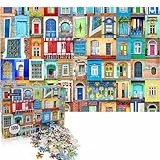 JMbeauuuty Puzzle 1000 Teile Erwachsene, klassische Puzzles Mehrfarbig Puzzle Bunt ab 14 Jahren - Bunte Tür und Fenster der Welt