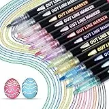 ANYUKE KERIFI Outline Stifte Glitzerstifte Magische Stifte - 12 Farben Outline Marker Ostergeschenke Geschenke, Zauberstifte Glitzerstifte, Kleinigkeiten für Adventskalender