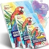Tritart Aquarellpapier A4+A3+A5 Komplettset, Weiß Aquarellblock Set, 20 Blatt
