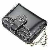 GGOOB Kleine Geldbörse für Damen, Vintage-Zip-Bifold-Wallet, Gothic-Portemonnaie, Mini-Leder-Geldbörse mit Reißverschluss-Münzfach, Schwarz, Small